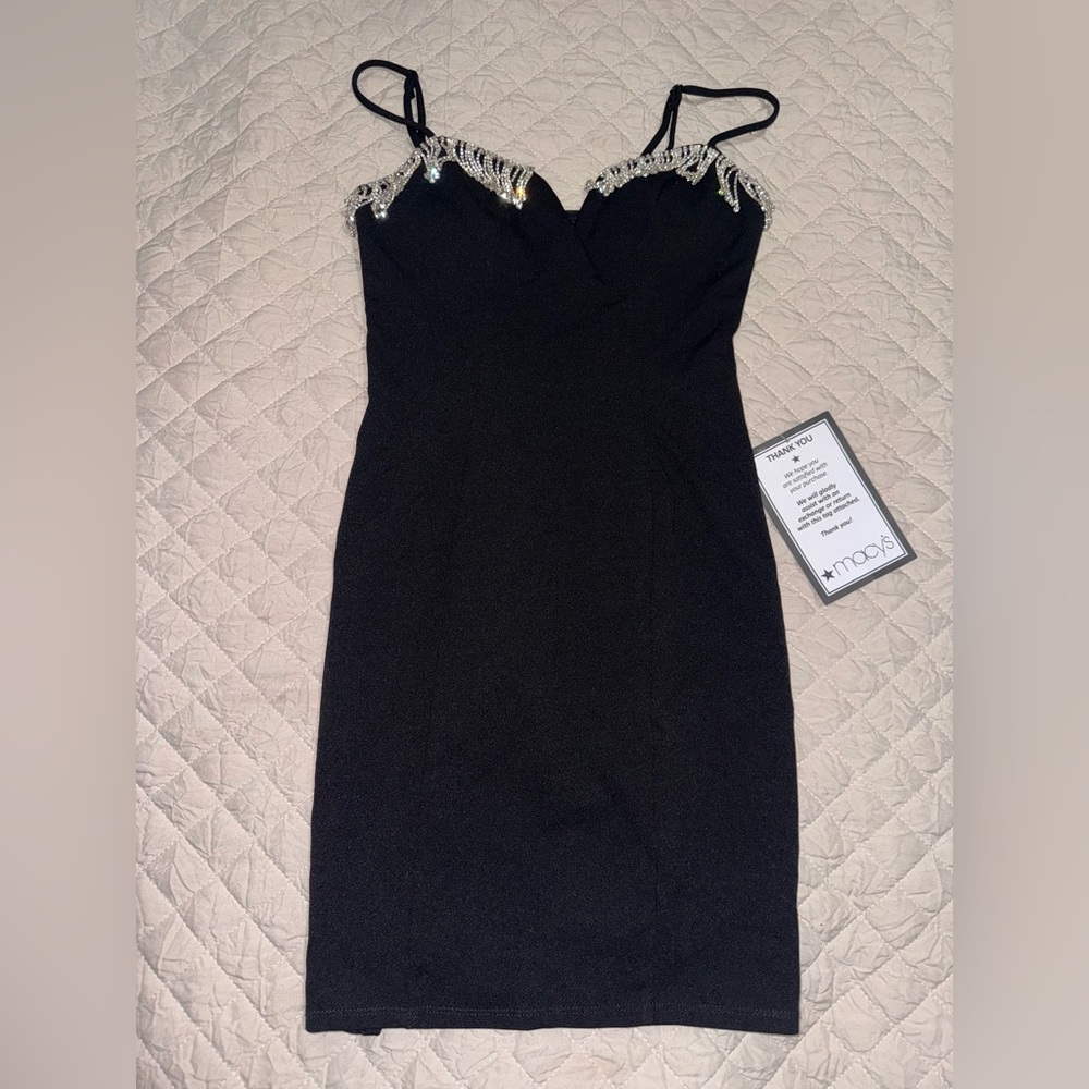 City Studio Black Mini Dress with Silver Details size 1/2
